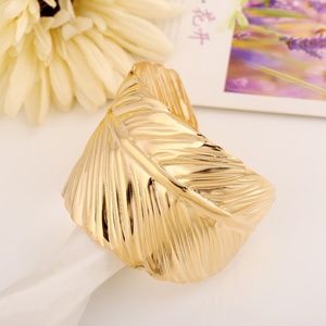 Leaf Wrap Cuff Bracelet Embossed Leaf Detail Metal Gold NWOT